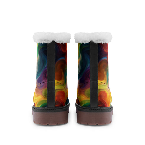 Rainbow Clouds Lace Up Winter Boots
